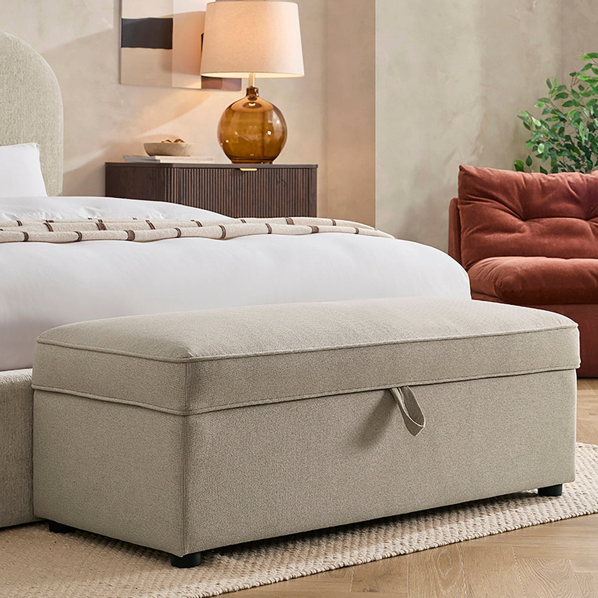 Dusklia - Soho Rectangle Ottoman Storage - Oatmeal
