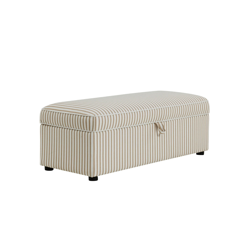 Dusklia - Soho Rectangle Ottoman Storage - Sand Stripe