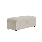 Dusklia - Soho Rectangle Ottoman Storage - Sand Stripe