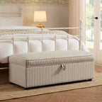 Dusklia - Soho Rectangle Ottoman Storage - Sand Stripe