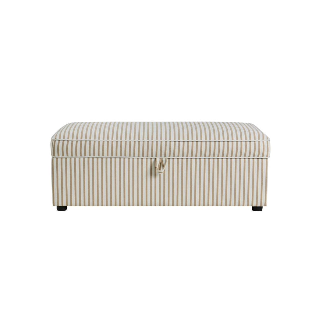 Dusklia - Soho Rectangle Ottoman Storage - Sand Stripe