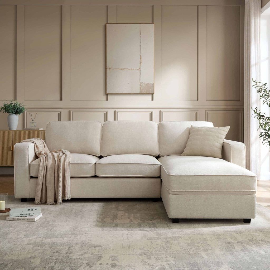 Dusklia - Soho Right Hand Storage Chaise Sofa - Beige