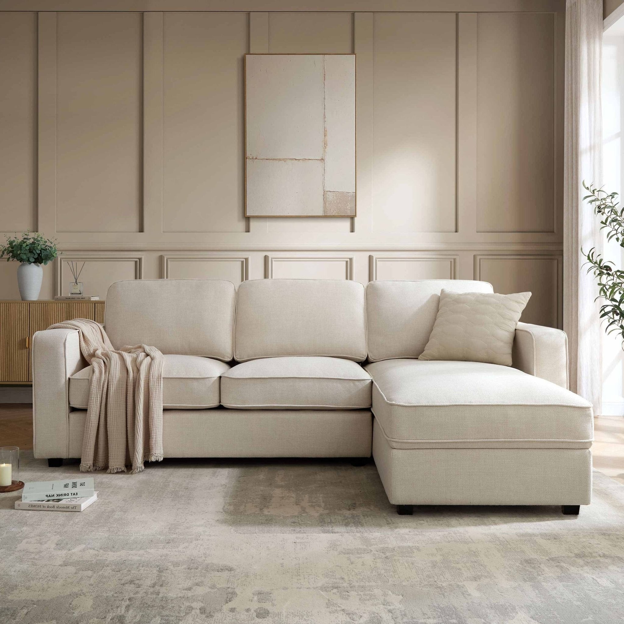 Dusklia - Soho Right Hand Storage Chaise Sofa - Beige