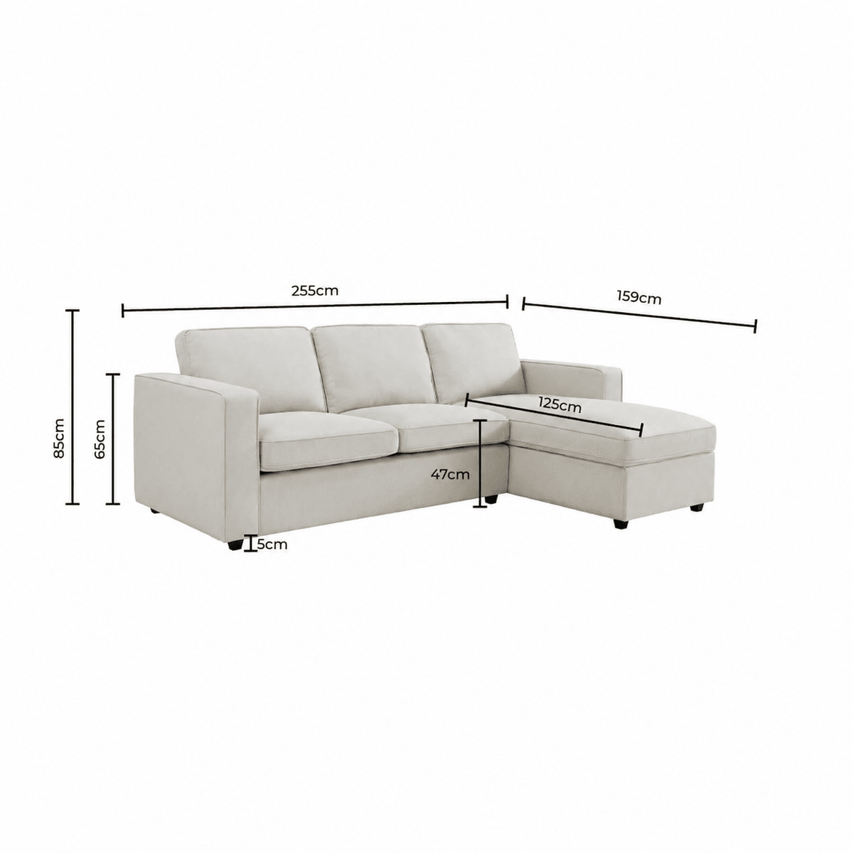 Dusklia - Soho Right Hand Storage Chaise Sofa - Grey