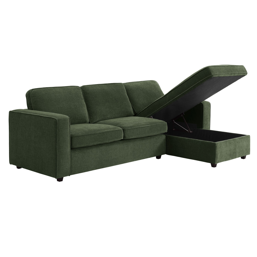 Dusklia - Soho Right Hand Storage Chaise Sofa - Dark Olive
