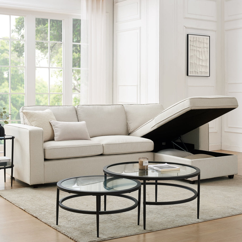 Dusklia - Soho Right Hand Storage Chaise Sofa - Natural