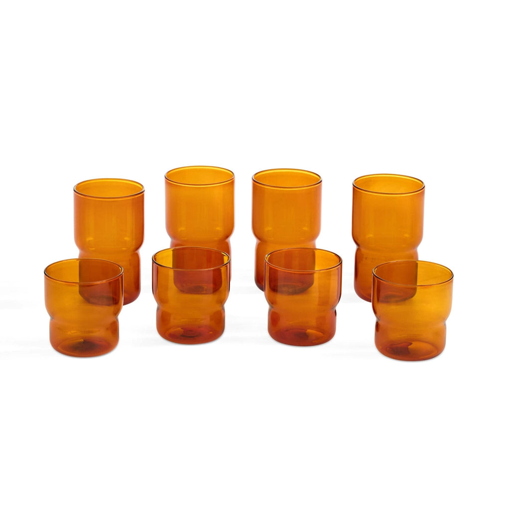 Dusklia - Sonne Colour Glass Stackable 8 Piece Tumbler and Highball Set - Amber