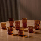 Dusklia - Sonne Colour Glass Stackable 8 Piece Tumbler and Highball Set - Amber