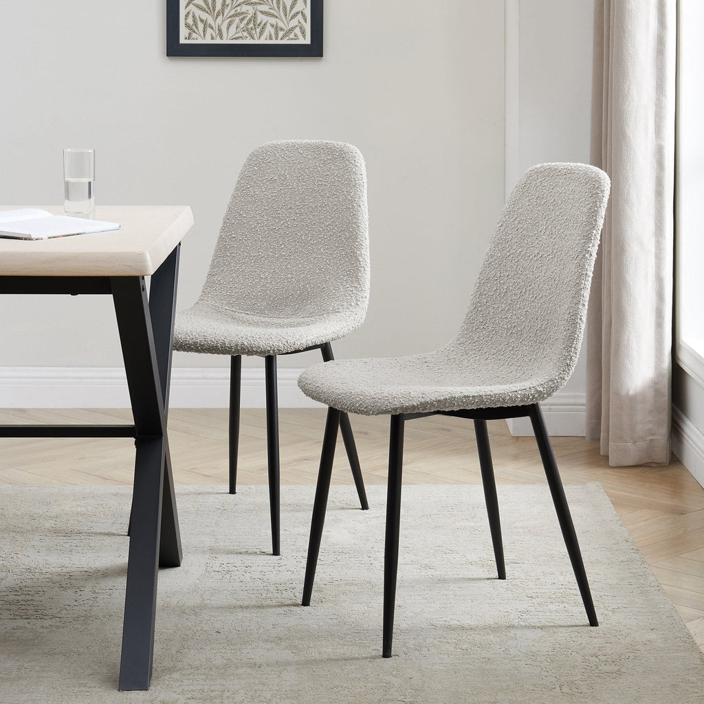 Dusklia - Sophia Set of 2 Dining Chairs - Boucle - Taupe