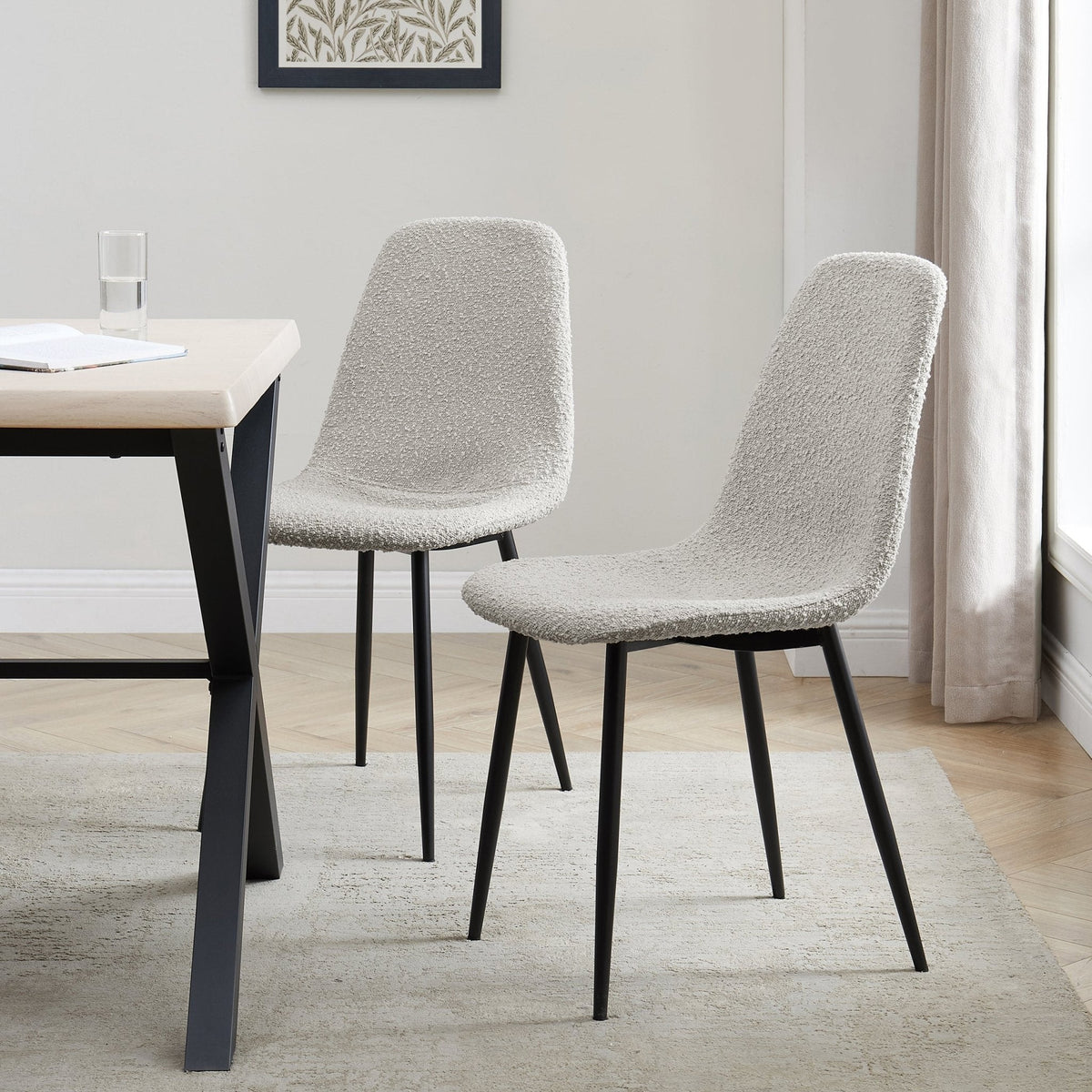 Dusklia - Sophia Set of 2 Dining Chairs - Boucle - Taupe