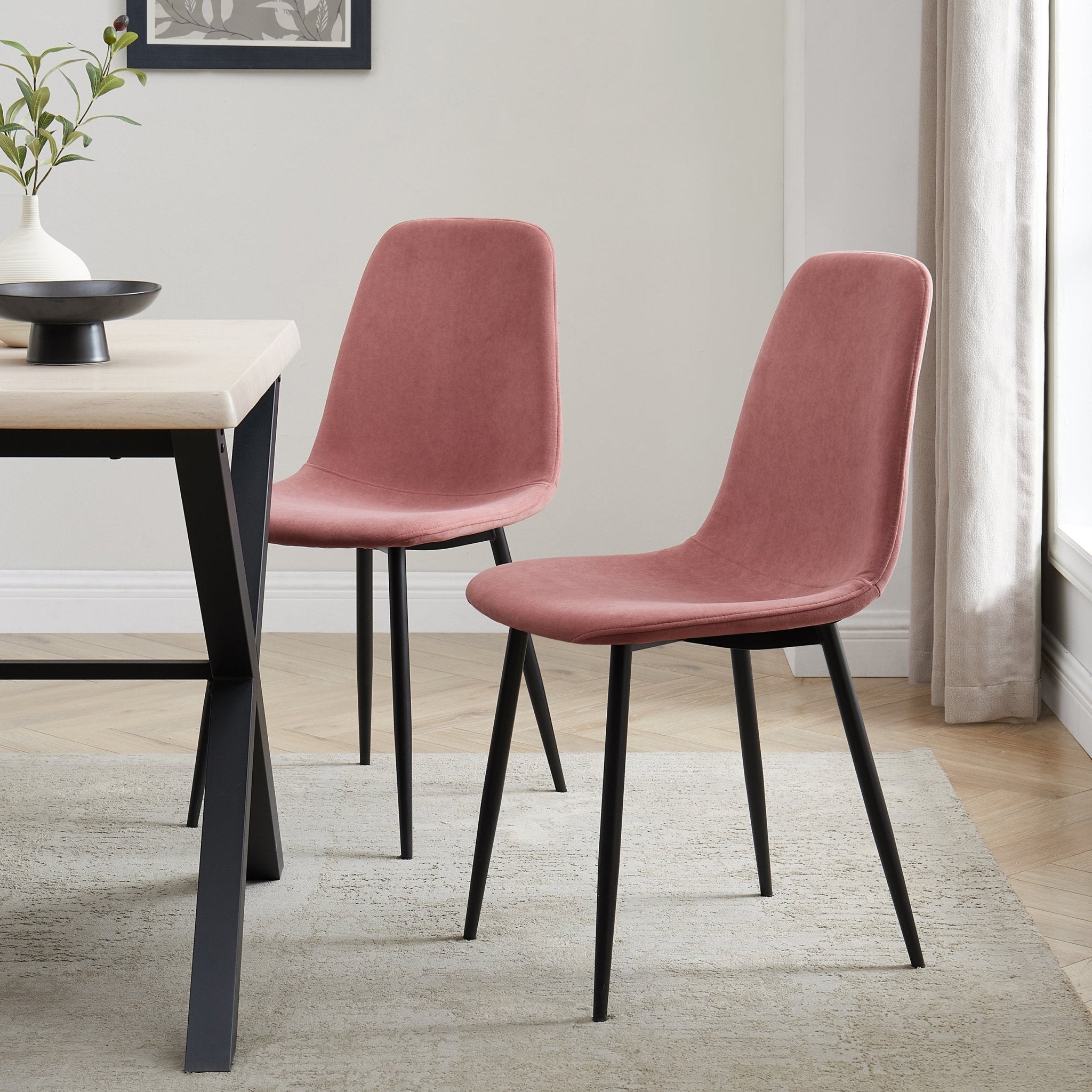 Dusklia - Sophia Set of 2 Dining Chairs - Velvet - Pink