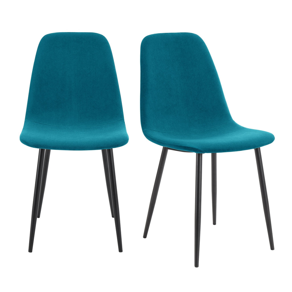 Dusklia - Sophia Set of 2 Dining Chairs - Velvet - Teal Blue