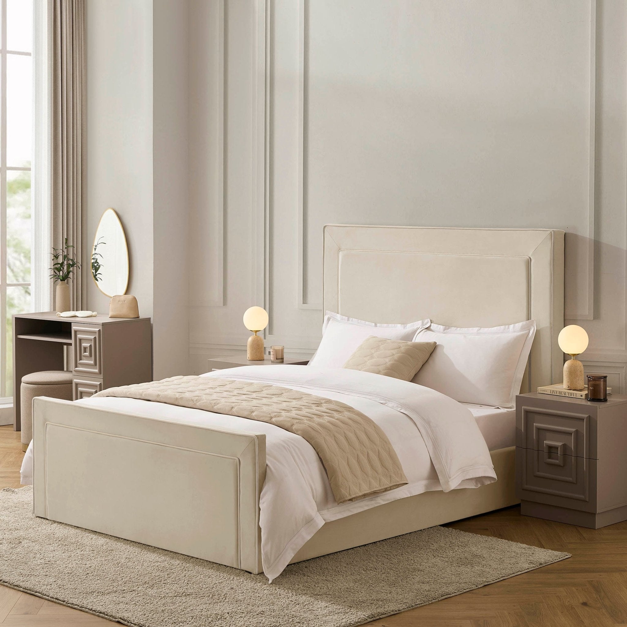 Dusklia - Sorrento Ottoman Storage Bed - Ecru/White