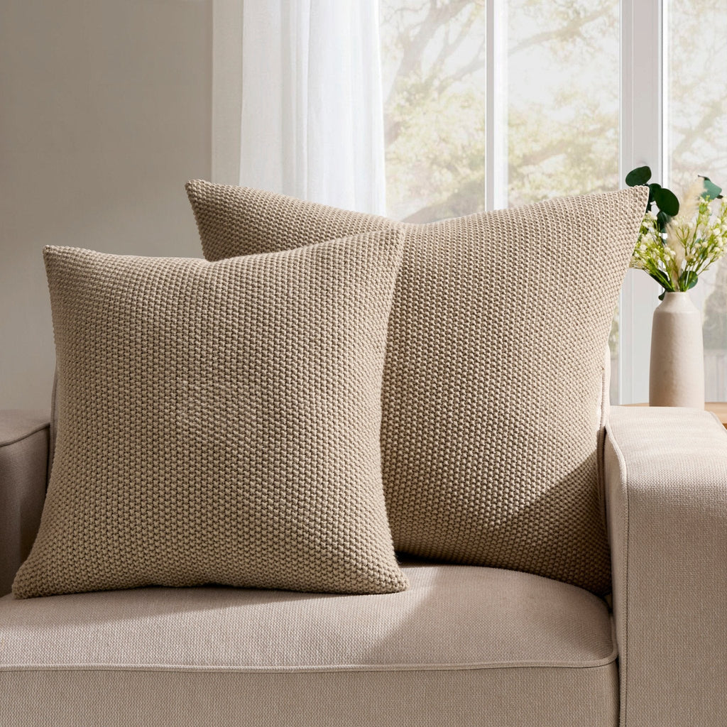 Dusklia - St Ives Knit Sofa Cushion Cover - Taupe