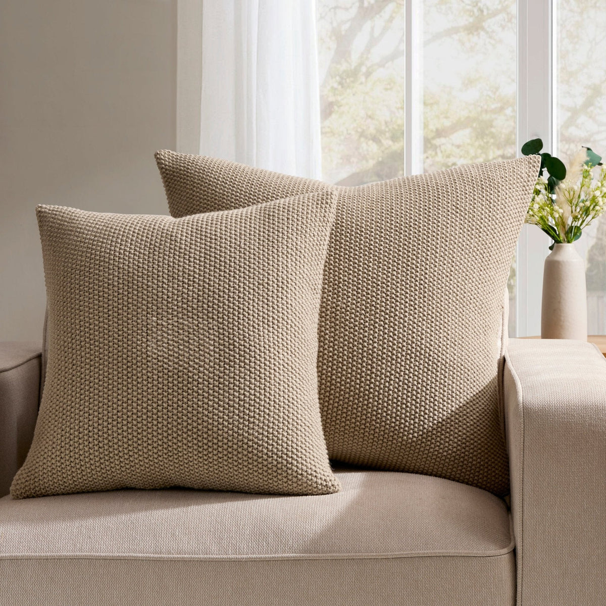 Dusklia - St Ives Knit Sofa Cushion Cover - Taupe