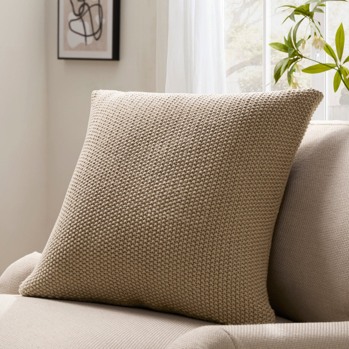 Dusklia - St Ives Knit Sofa Cushion Cover - Taupe