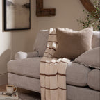 Dusklia - Stripe Knit Sofa Throw - Taupe