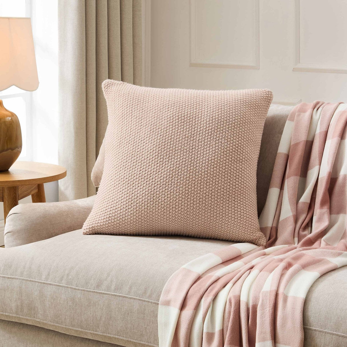 Dusklia - St Ives Knit Sofa Cushion Cover - Ballet Slipper