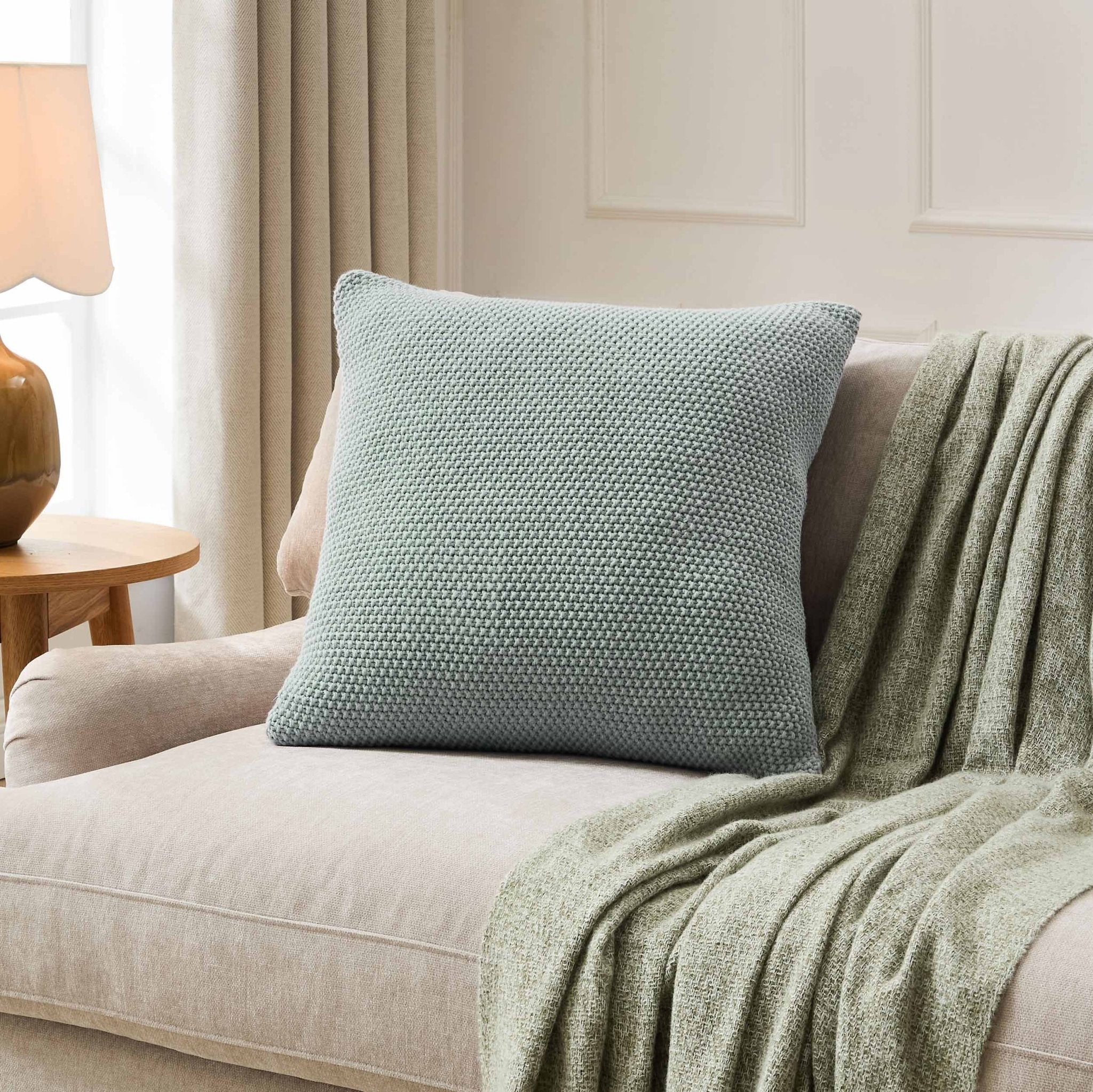 Dusklia - St Ives Knit Sofa Cushion Cover - Dusty Blue