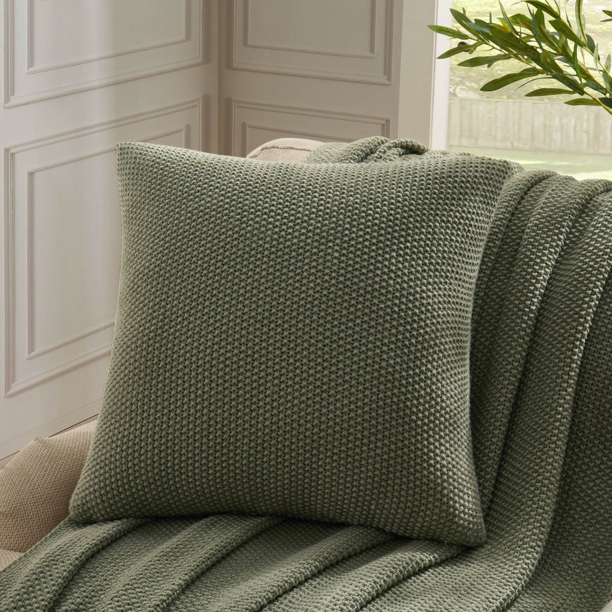 Dusklia - St Ives Knit Sofa Cushion Cover - Green