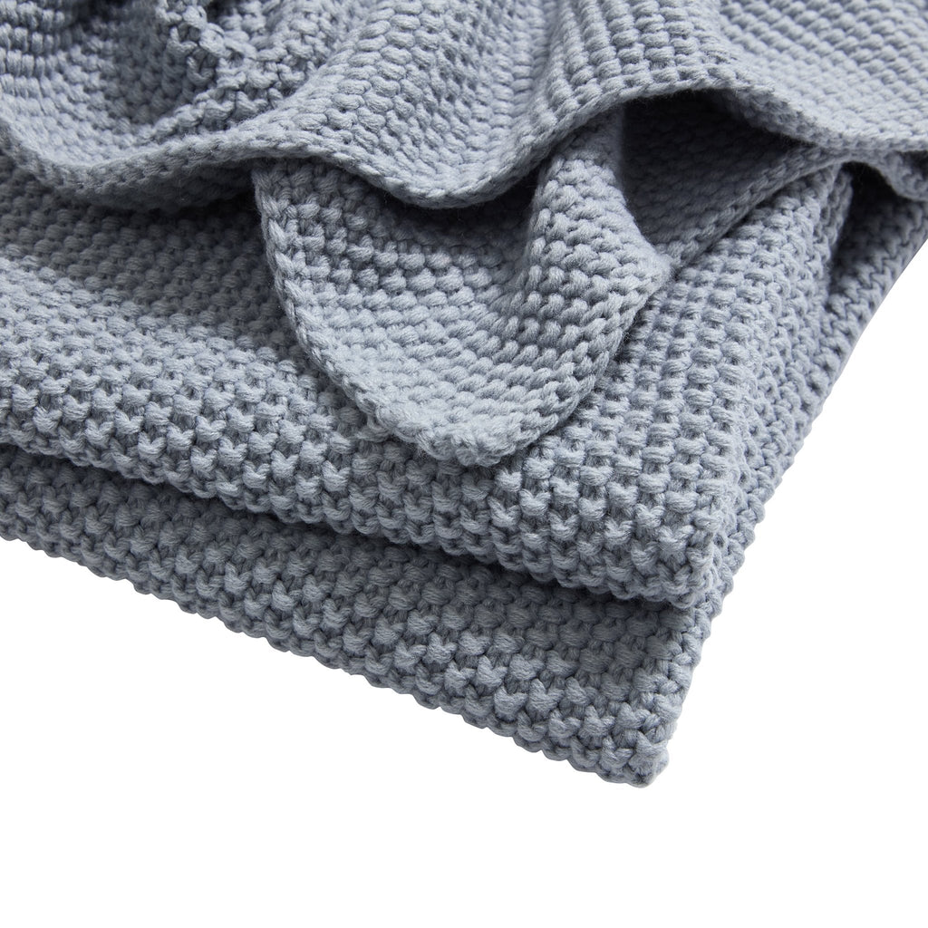 Dusklia - St Ives Knit Sofa Throw - Dusty Blue