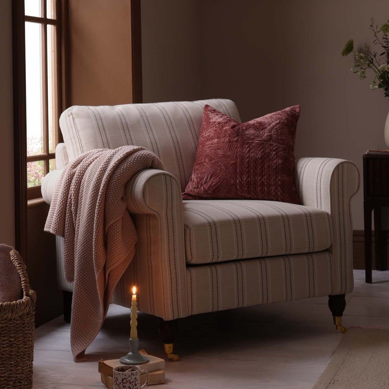 Dusklia - St Ives Knit Sofa Throw - Ballet Slipper