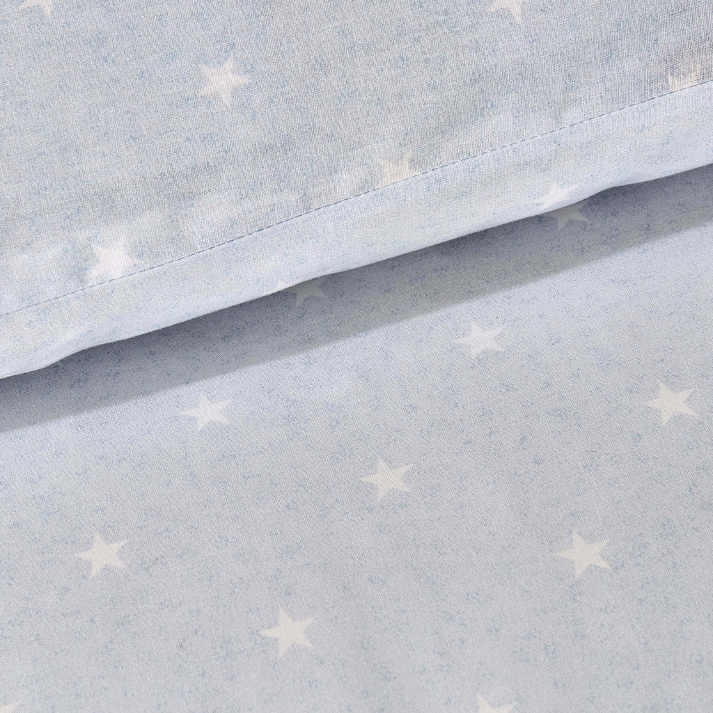 Dusklia - Star 100% Cotton Duvet Cover & Pillowcase set - Light Blue