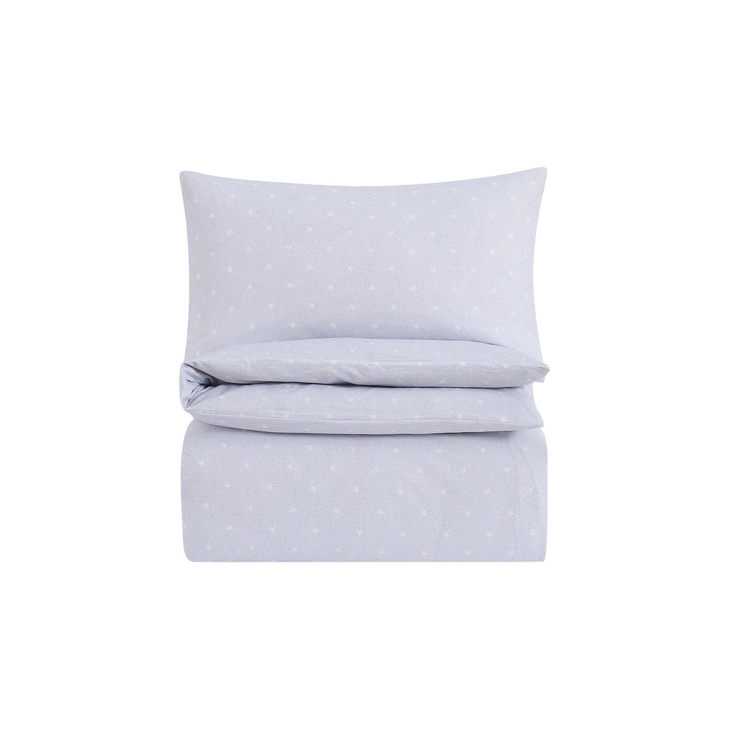 Dusklia - Star 100% Cotton Duvet Cover & Pillowcase set - Light Blue