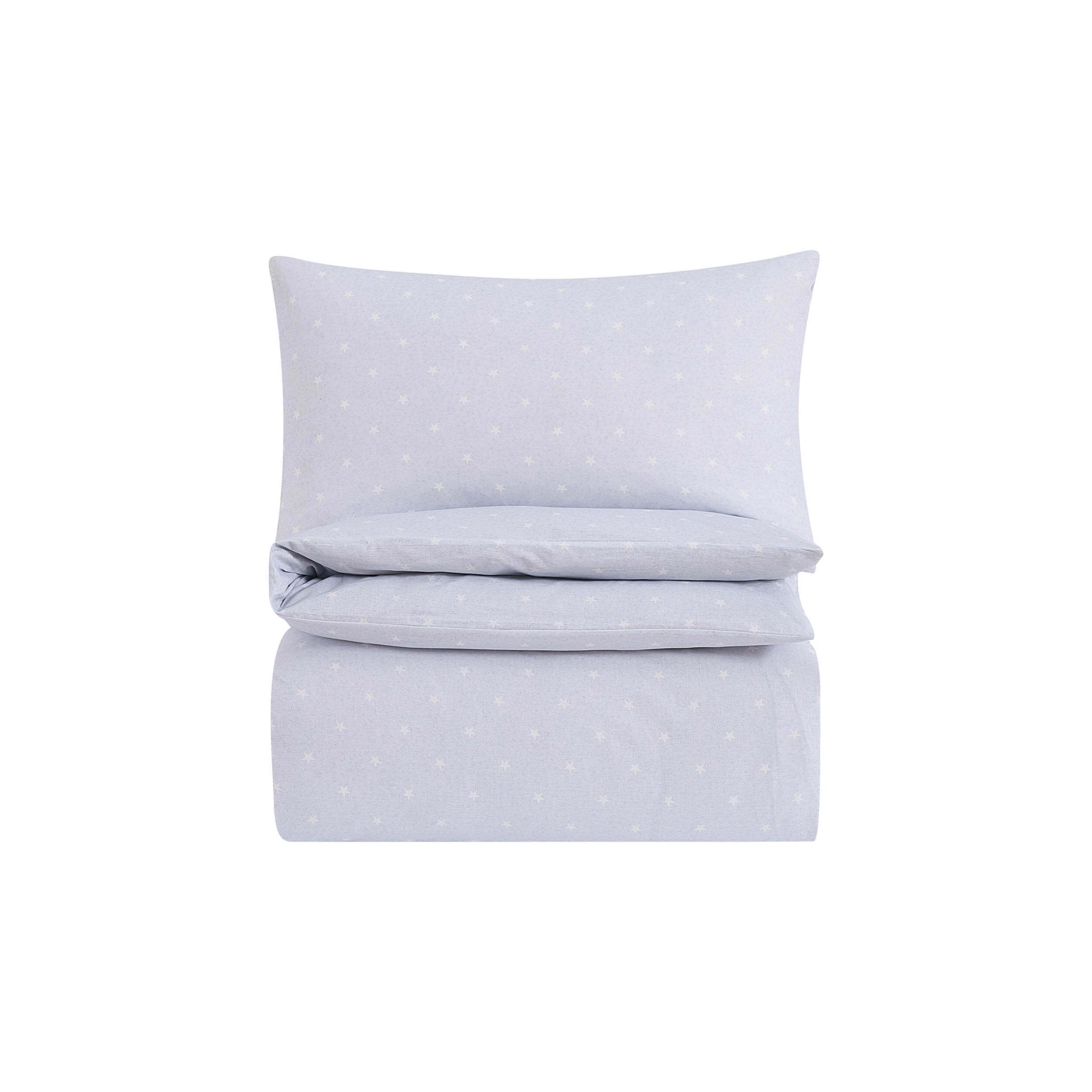 Dusklia - Star 100% Cotton Duvet Cover & Pillowcase set - Light Blue