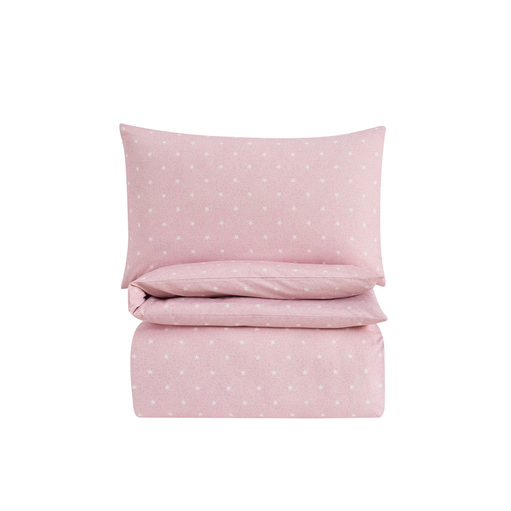 Dusklia - Star 100% Cotton Duvet Cover & Pillowcase set - Light Pink