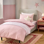 Dusklia - Star 100% Cotton Duvet Cover & Pillowcase set - Light Pink