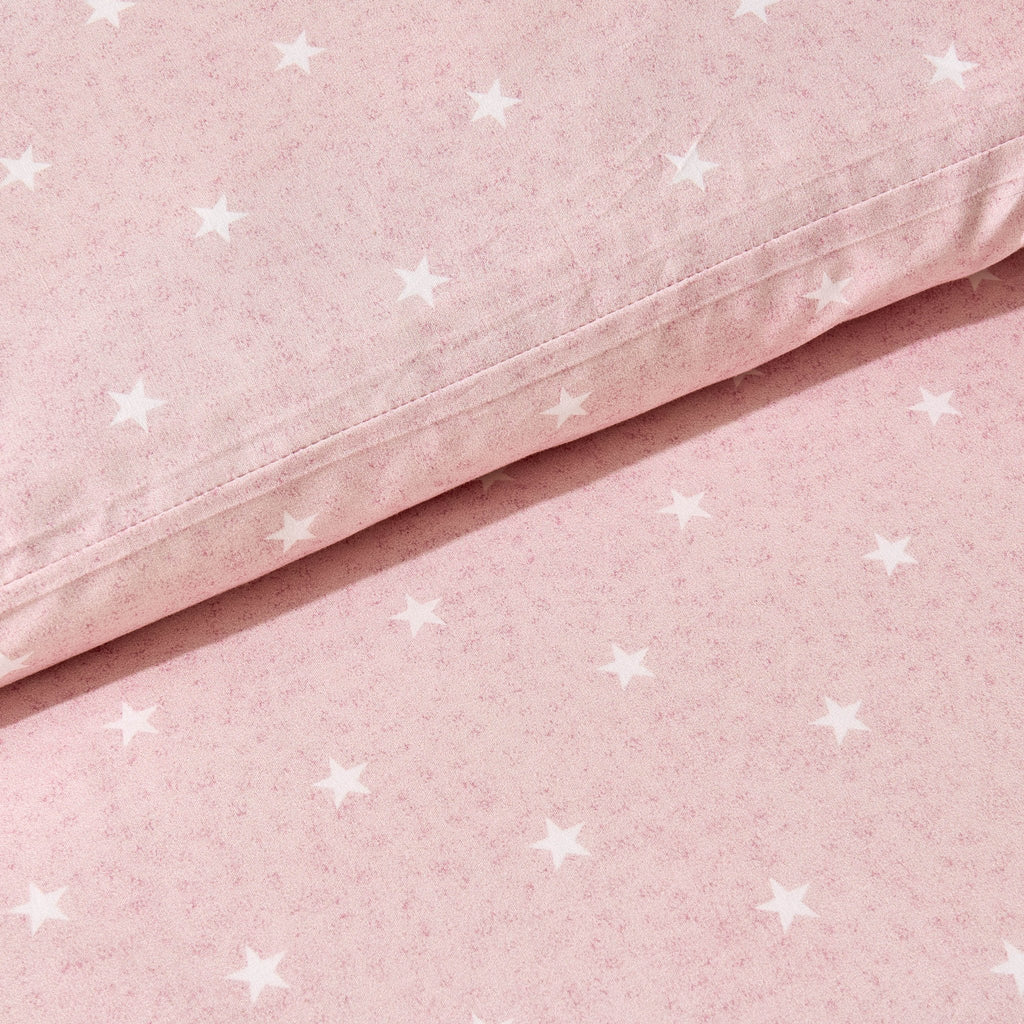 Dusklia - Star 100% Cotton Duvet Cover & Pillowcase set - Light Pink