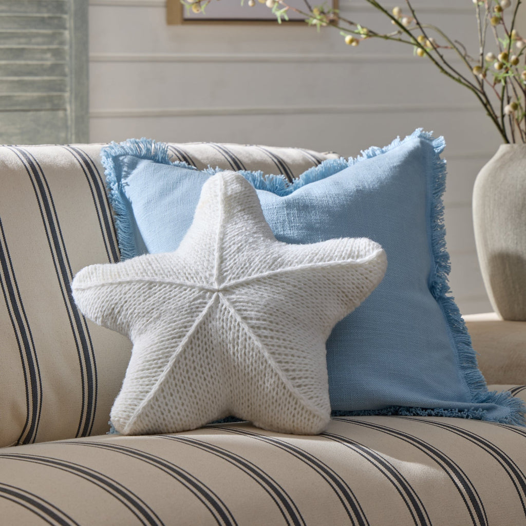 Dusklia - Cotton Fringed Edge Sofa Cushion Cover - Sky Blue