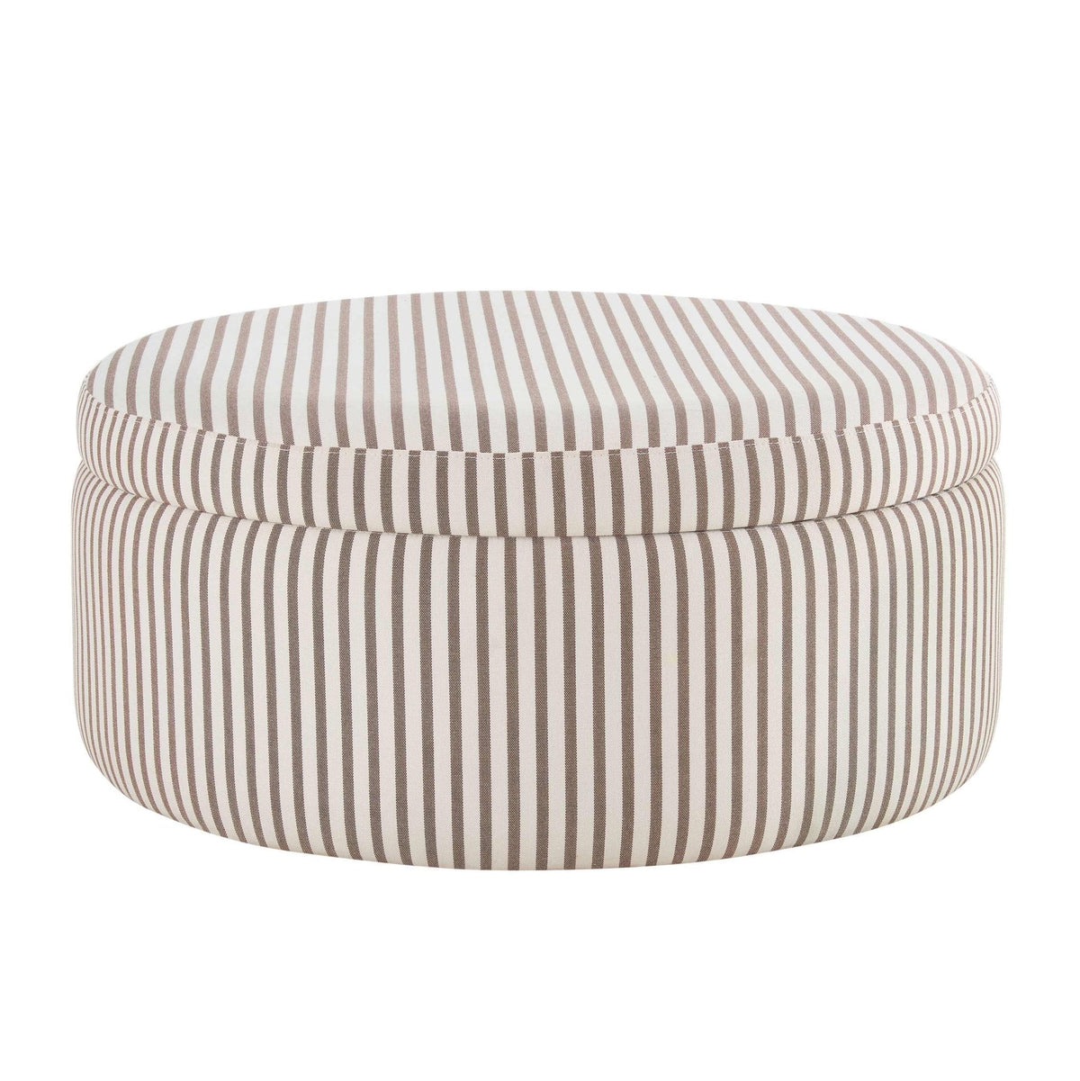 Dusklia - Stockton Round Storage Pouffe - Chocolate Stripe