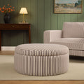 Dusklia - Stockton Round Storage Pouffe - Chocolate Stripe