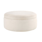 Dusklia - Stockton Round Storage Pouffe - Cream Linen