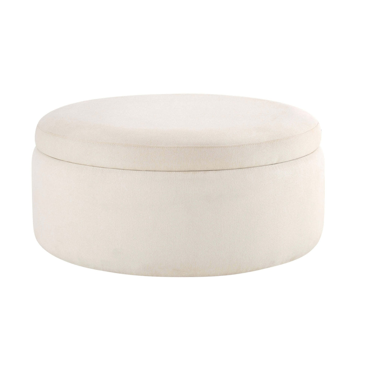 Dusklia - Stockton Round Storage Pouffe - Cream Linen