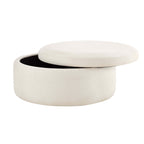 Dusklia - Stockton Round Storage Pouffe - Cream Linen