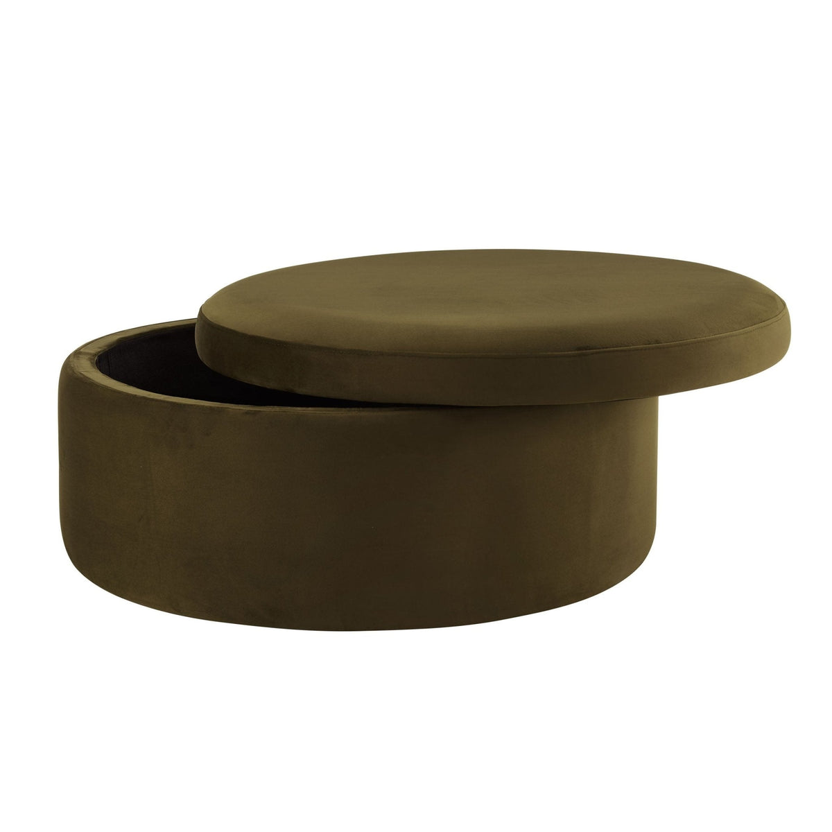 Dusklia - Stockton Round Storage Pouffe - Rich Green