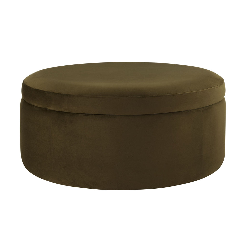 Dusklia - Stockton Round Storage Pouffe - Rich Green