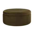Dusklia - Stockton Round Storage Pouffe - Rich Green