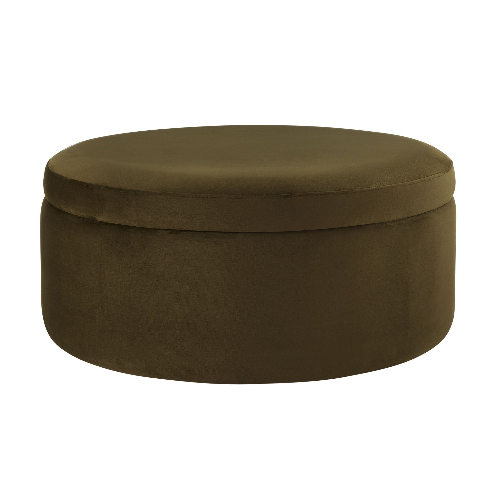 Dusklia - Stockton Round Storage Pouffe - Rich Green