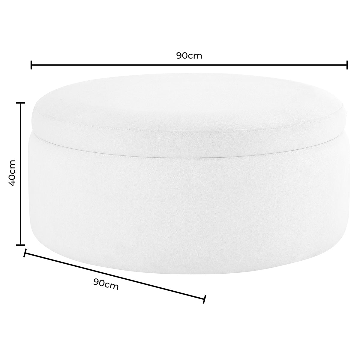 Dusklia - Stockton Round Storage Pouffe - Linen Natural