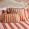 Dusklia - Stripe Frill Edge Cushion Cover - Burnt Orange