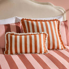Dusklia - Stripe Frill Edge Cushion Cover - Burnt Orange