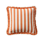 Dusklia - Stripe Frill Edge Sofa Cushion Cover - Burnt Orange