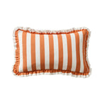 Dusklia - Stripe Frill Edge Cushion Cover - Burnt Orange