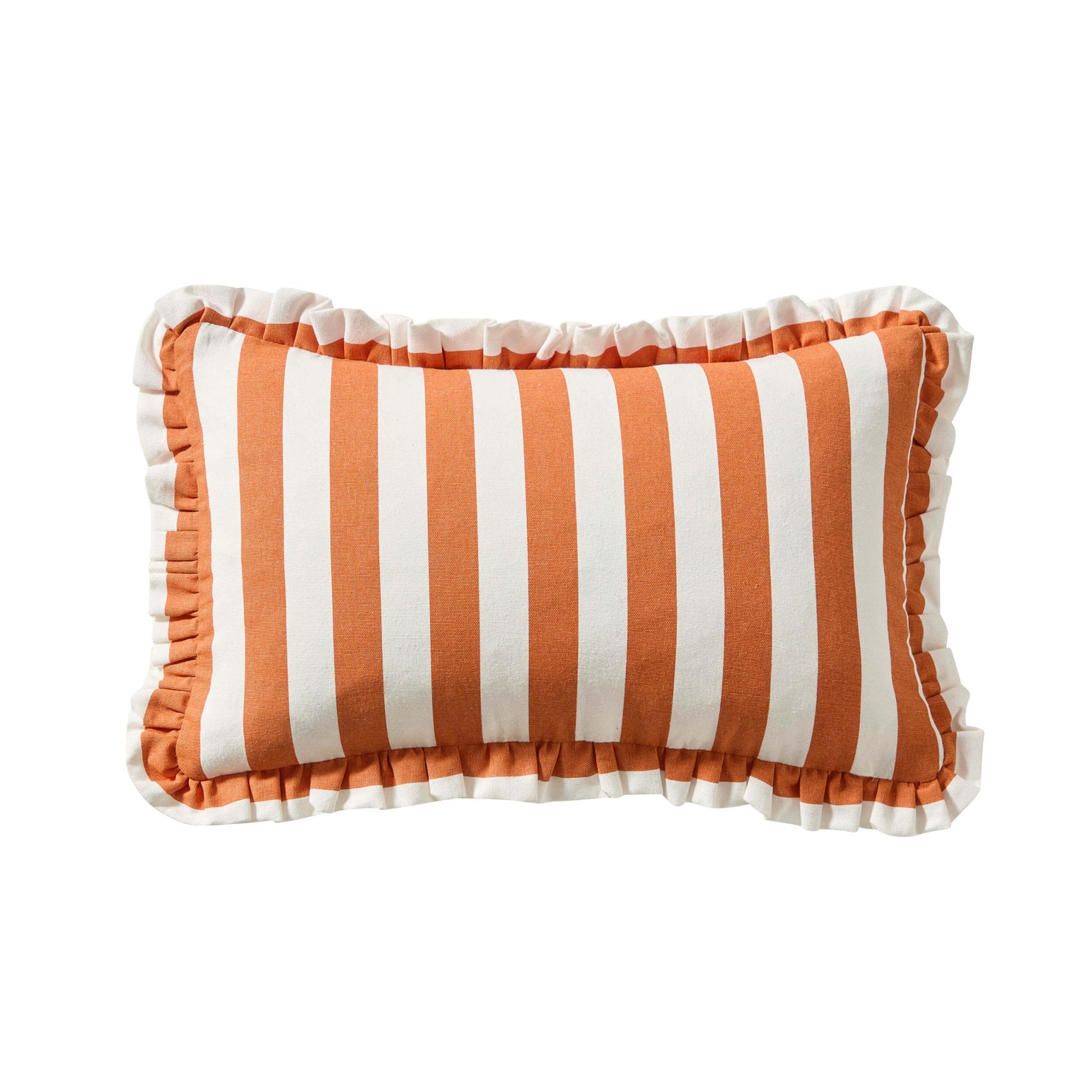 Dusklia - Stripe Frill Edge Cushion Cover - Burnt Orange