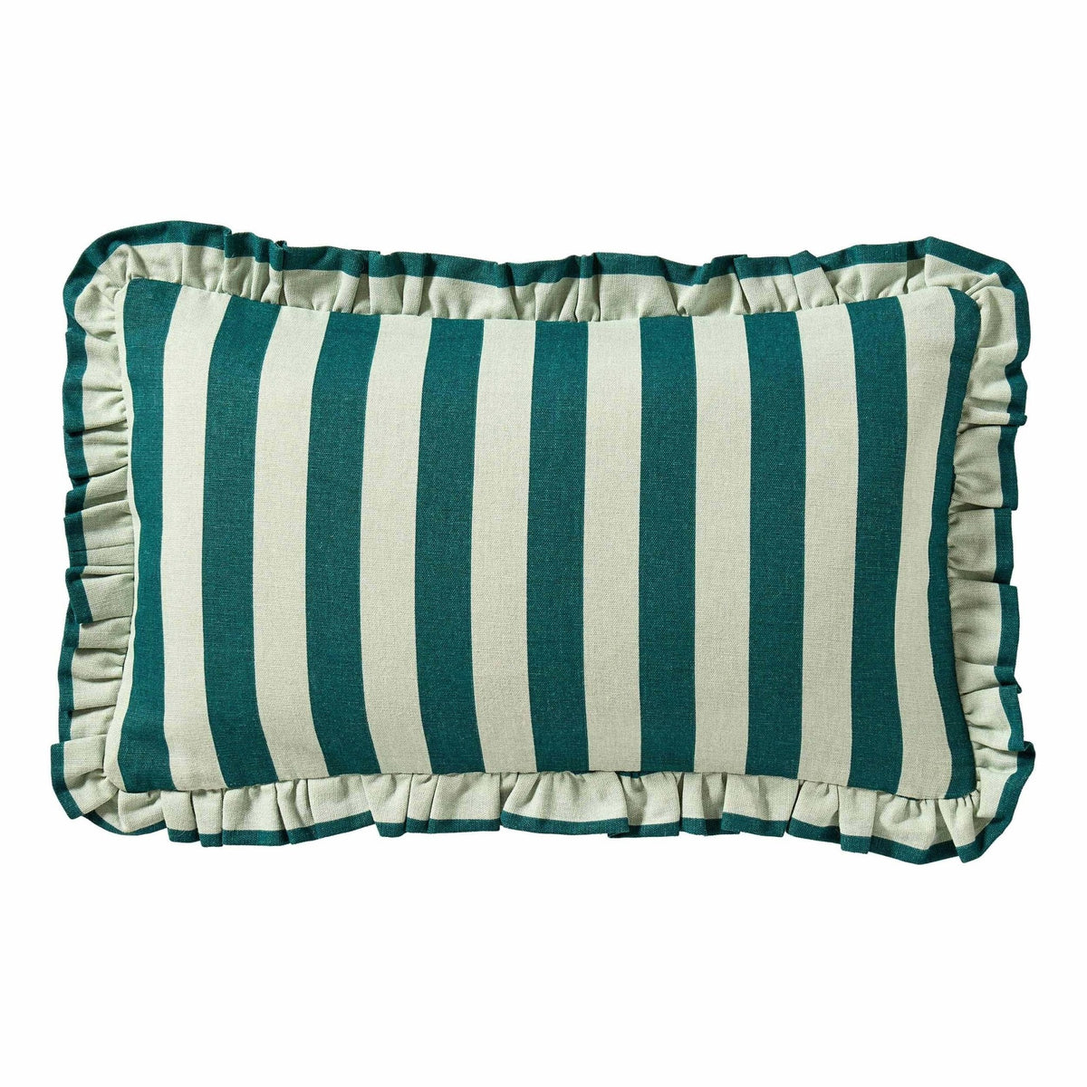 Dusklia - Stripe Frill Edge Sofa Cushion Cover - Green