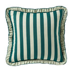 Dusklia - Stripe Frill Edge Cushion Cover - Green